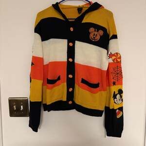 Her Universe Disney Halloween Mickey Mouse Stripe Girls Hooded Cardigan
